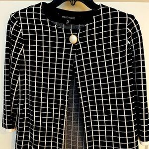 Ming Wang black and white cropped jacket.